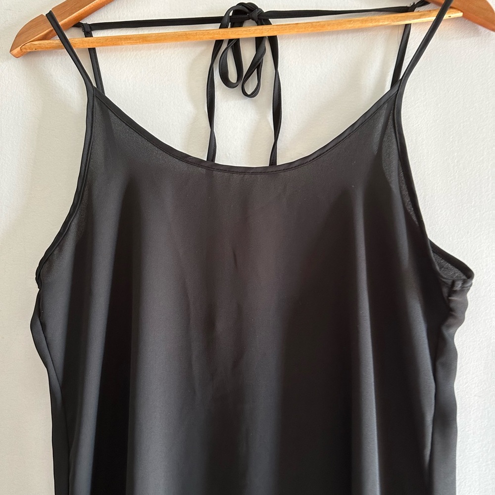Brandy Melville John Galt Black Sheer Tie Back Slip Mini Dress size Small EUC - Picture 5 of 10